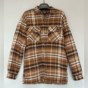 Dickies Sherpa Lined Plaid Flannel Shirt Jacket Brown Men’s Size M Brand New
